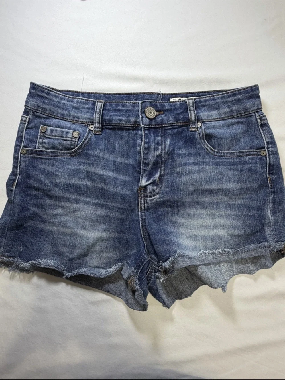 Classic Women's Distressed Denim Shorts - Blue